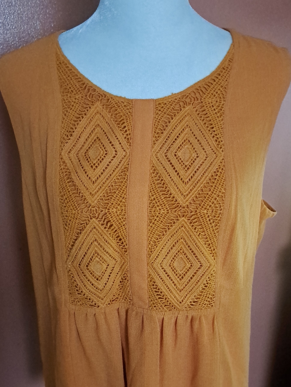 Coldwater Creek Orange Crochet-Front Sleeveless Top